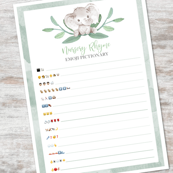 Elephant Gender Neutral Baby Shower Games