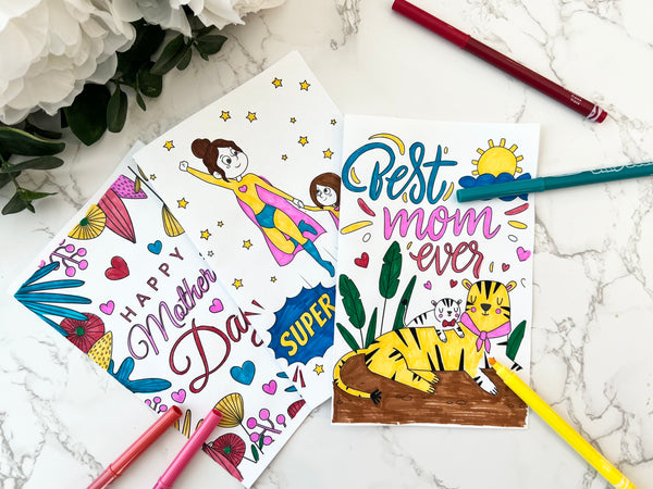 3 Free Printable Colorable Mother's Day Cards