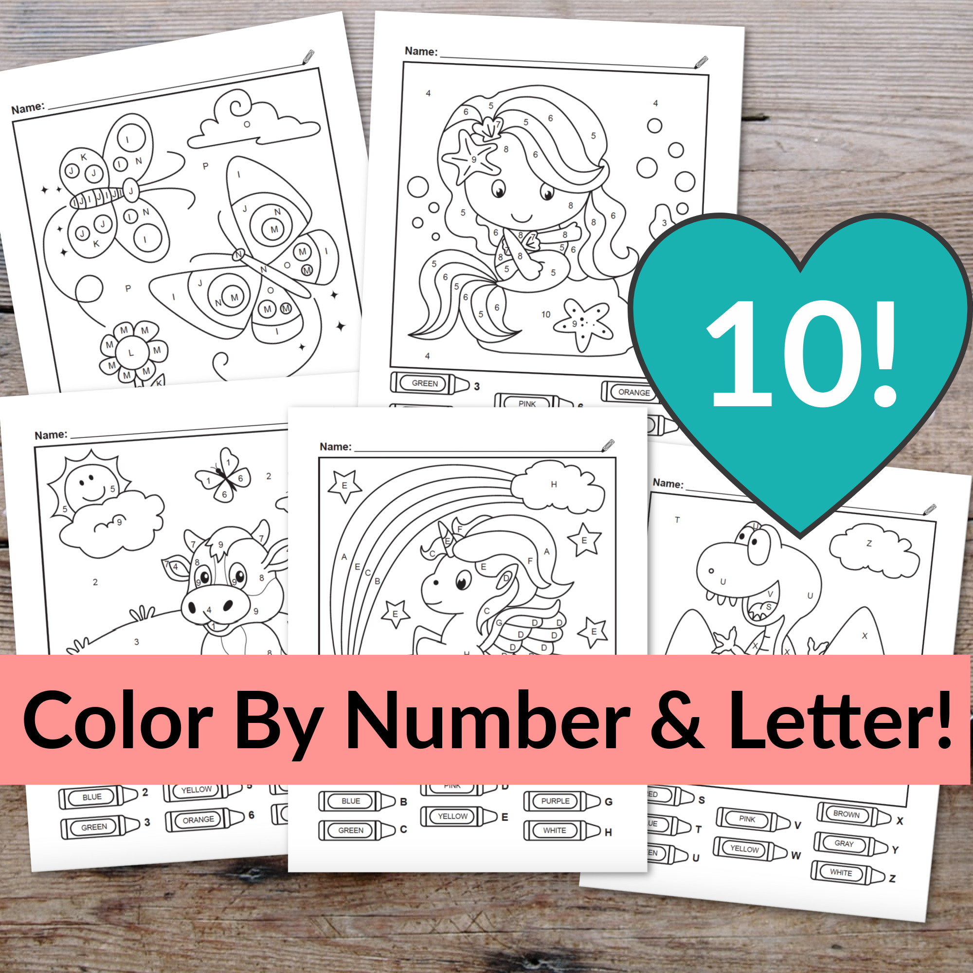 10 Color By Number & Letter Worksheets